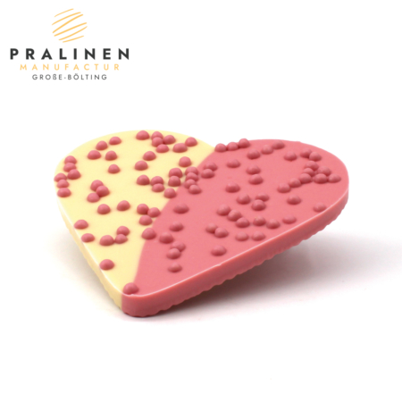 Erdbeer-Sahne Herz aus Schokolade mit Wunschtext, Beschriftung, personalisierte Schokolade