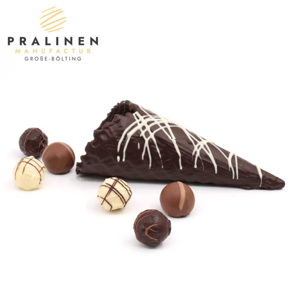 Schoko trüffeltüte, schokowaffel mit Pralinen,