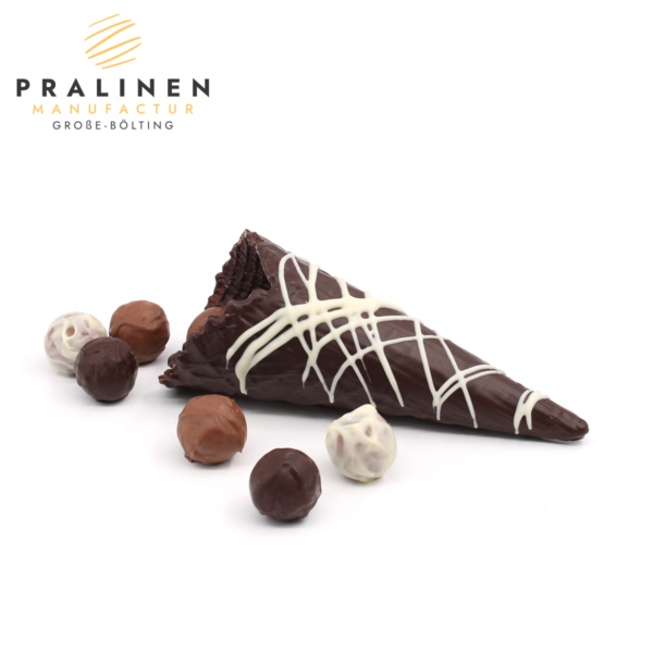 Schoko trüffeltüte, schokowaffel mit Pralinen,