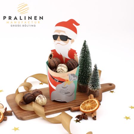 Pralinen zu Weihnachten, Pralinenbox, Weihnachtsbox mit Pralinen, Cup weihnachtsmann