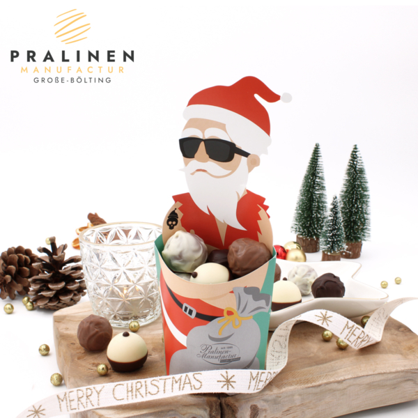 Pralinen zu Weihnachten, Schokolade Weihnachten, Pralinenbox, Weihnachtsbox mit Pralinen, Cup weihnachtsmann