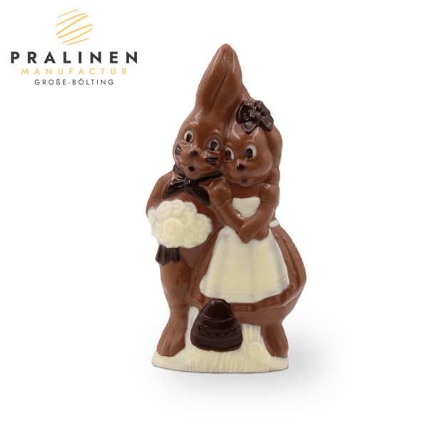 Hasenpärchen aus Schokolade, oster-schokolade, ostergeschenk, schokohase, ostergeschenk, schokolade Ostern, Osterhase