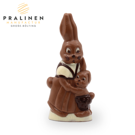 Schokoladenfigur Häsin mit Kind, Oster Schokolade,