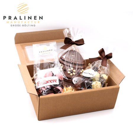 schokoei, schokoeier, Oster Genuss Paket, Paradies Erdbeeren, Erdbeer Pralinen, Pralinenmischung, Osternest mit Schokolade, Ostergeschenk