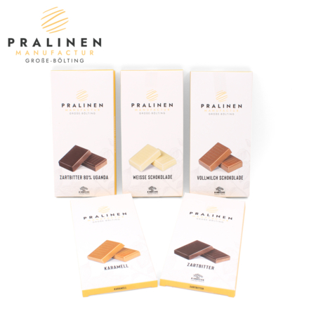 Schokoladen Tafeln, Tafel Schokolade, Vollmilchschokolade, Zartbitter Schokolade, Weiße Schokolade, Karamell Schokolade
