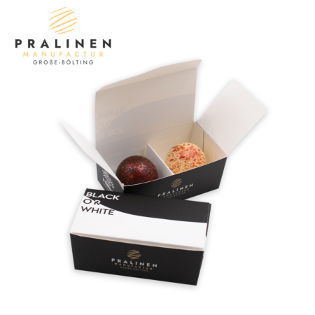 2er Schachtel der Arancia Spritz Praline, einmal in dunkler, einmal in heller Schokolade